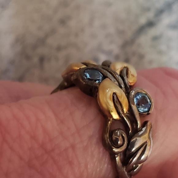 18kt Gold and SILVER Barbara Bixby Vine and Leaf Topaz ring size 7.5 - Picture 10 of 11